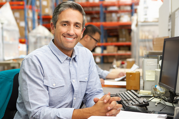man at desk
